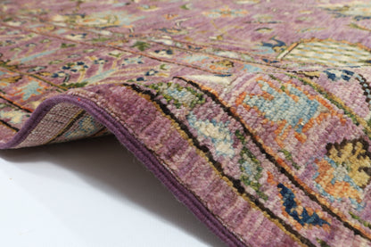 250 x 302 cm | Purple Floral Area Rug Afghan Hand Knotted Veg Dye Wool carpet