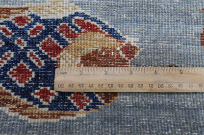 80 x 125 cm | Fish Party Afghan Tribal Hand Knotted Natural Veg Dye Wool Carpet