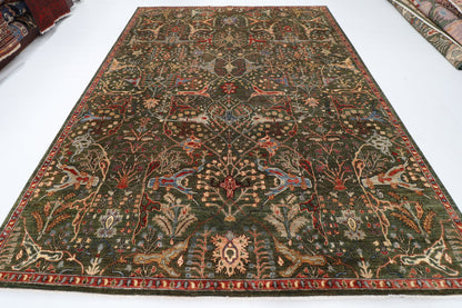 272 x 360 cm | Green Area Rug Afghan Hand Knotted Veg Dye Wool carpet