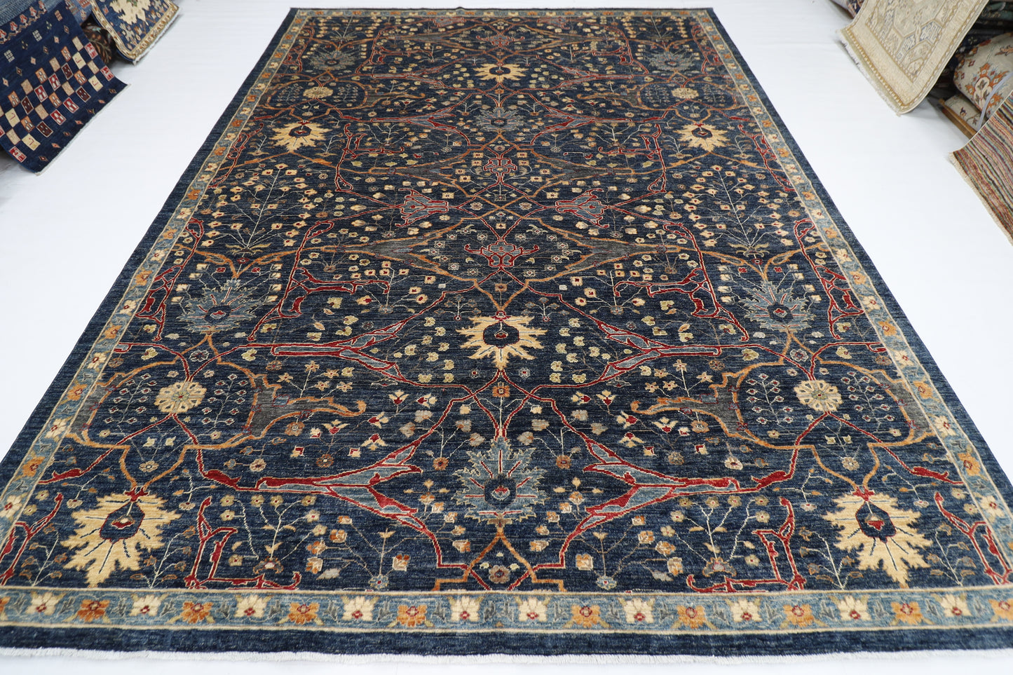 275 x 360 cm | Oriental Bidjar Blue Area Rug Afghan Hand Knotted Veg Dye Wool carpet