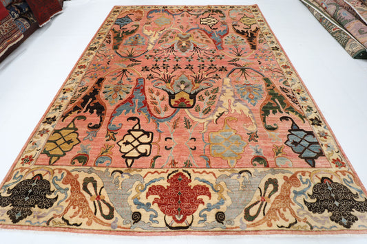 275 x 366 cm | Pink Kawros Area Rug Afghan Hand Knotted Veg Dye Wool carpet