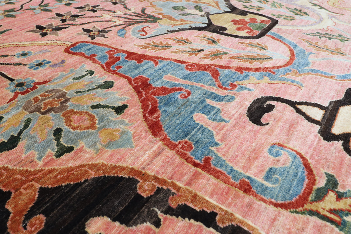 275 x 366 cm | Pink Kawros Area Rug Afghan Hand Knotted Veg Dye Wool carpet