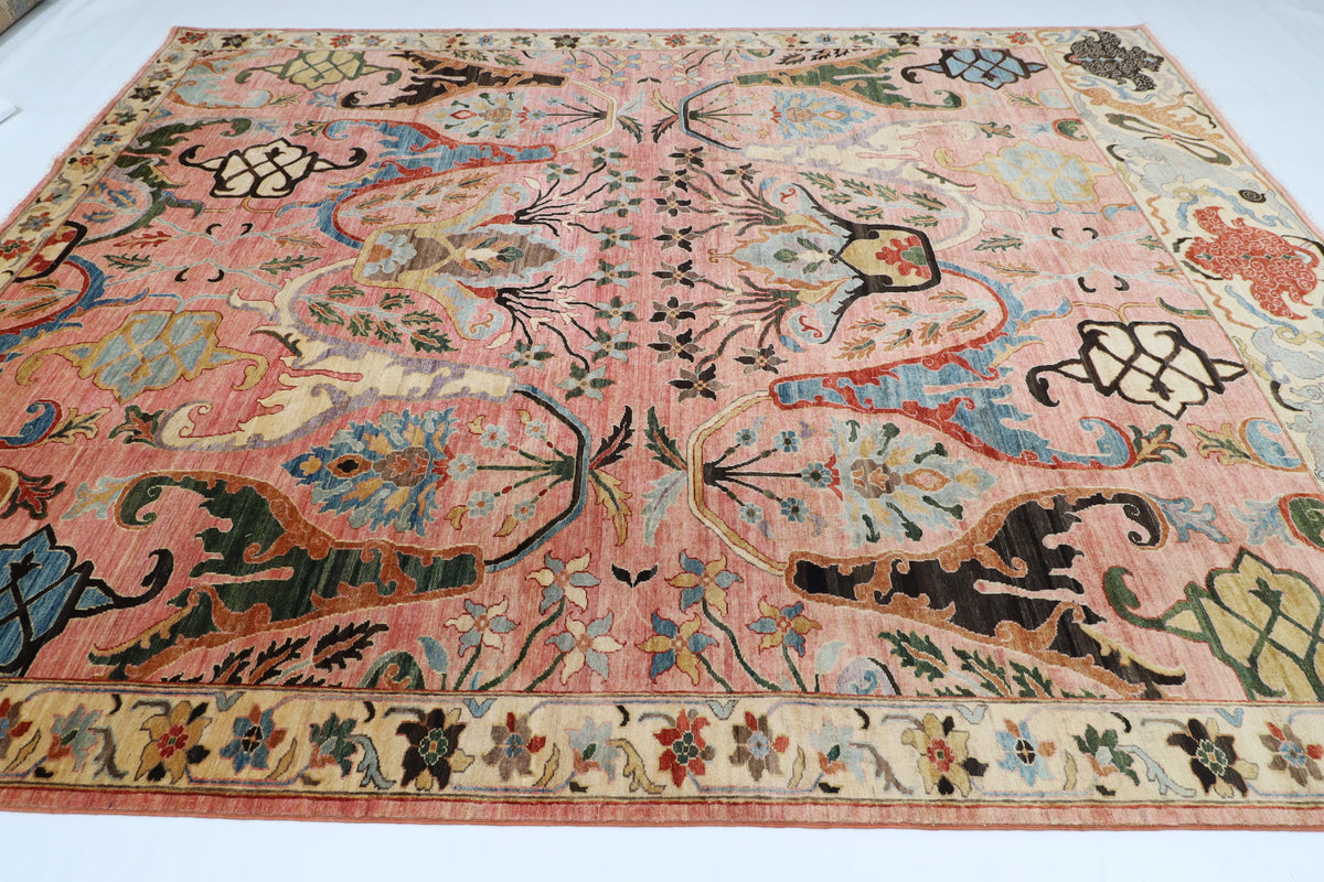 275 x 366 cm | Pink Kawros Area Rug Afghan Hand Knotted Veg Dye Wool carpet