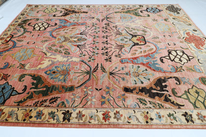 275 x 366 cm | Pink Kawros Area Rug Afghan Hand Knotted Veg Dye Wool carpet