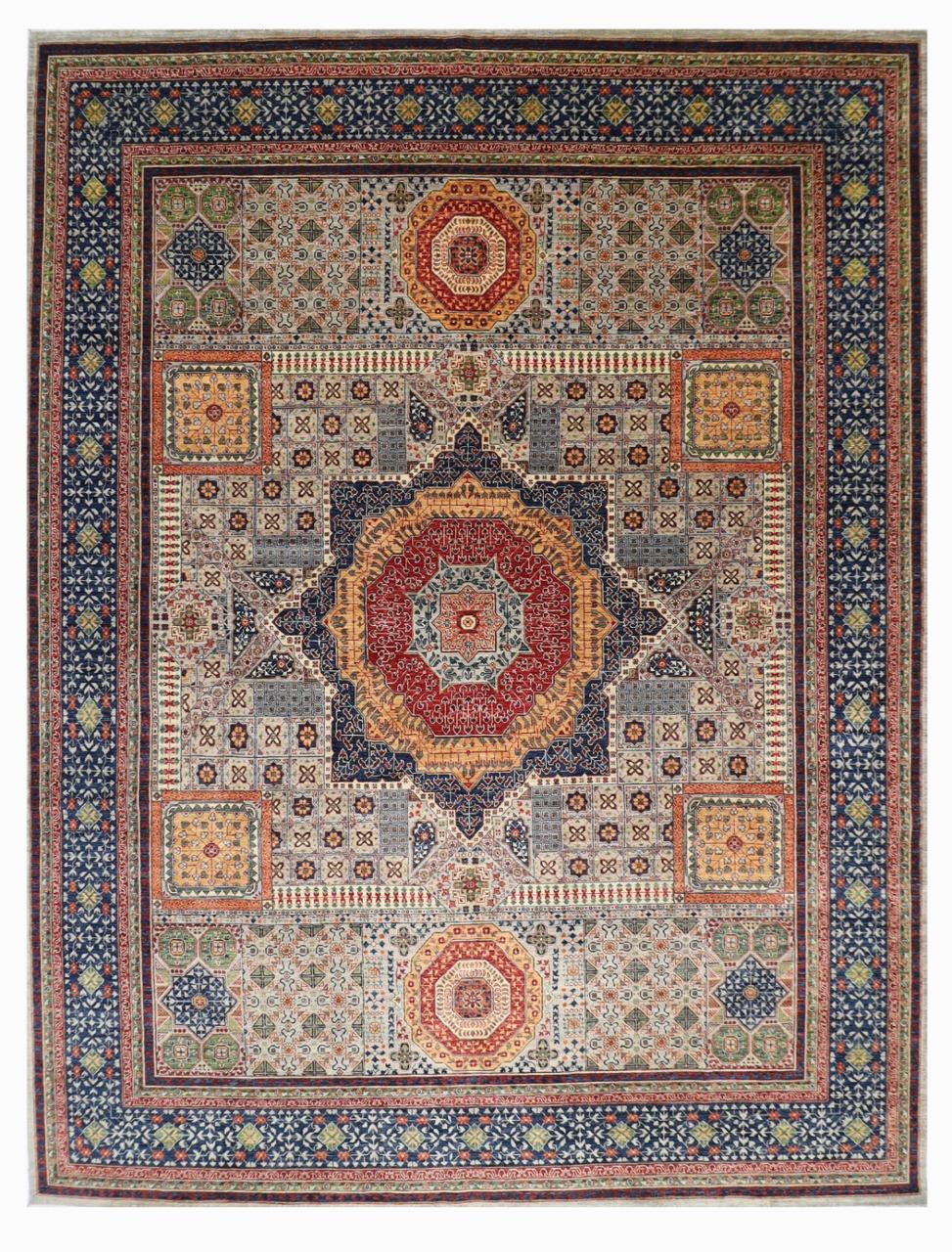 362 x 458 cm | Mamluk Area Rug Afghan Hand Knotted Veg Dye Wool carpet