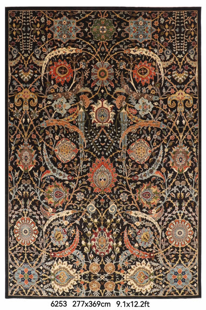 277 x 369 cm | Black Sickle Leaf Afghan Veg Dye Wool carpet