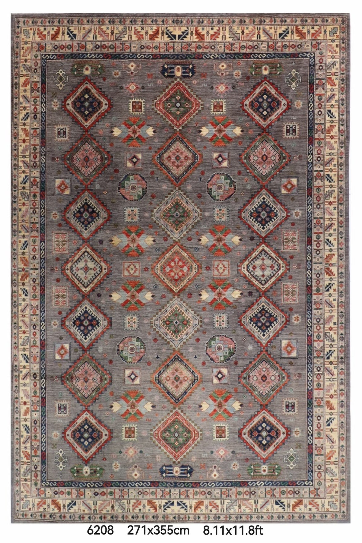 271 x 355 cm | Kazak Afghan Veg Dye Wool carpet