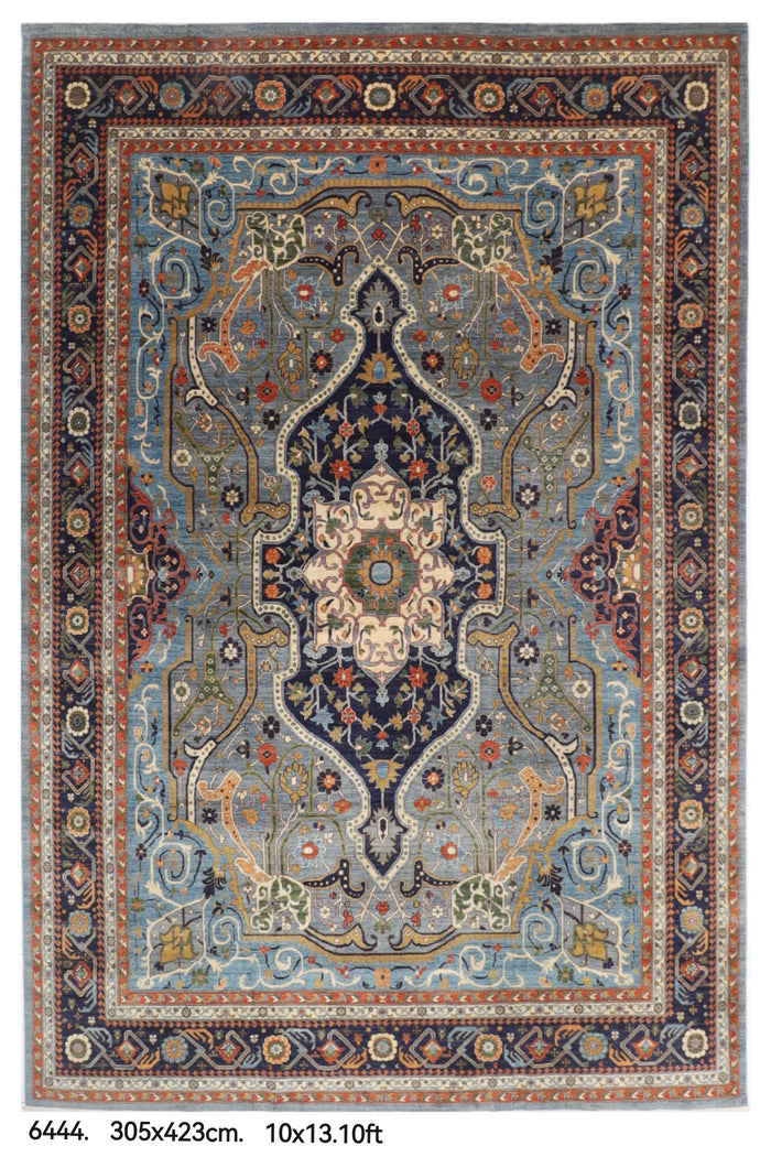 305 x 423 cm | Hariz Gray Design Hand Knotted veg Dye Wool Afghan Carpet