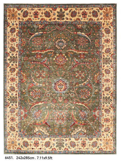 242 x 285 cm | Bidjar Green Design Hand Knotted veg Dye Wool Afghan Carpet