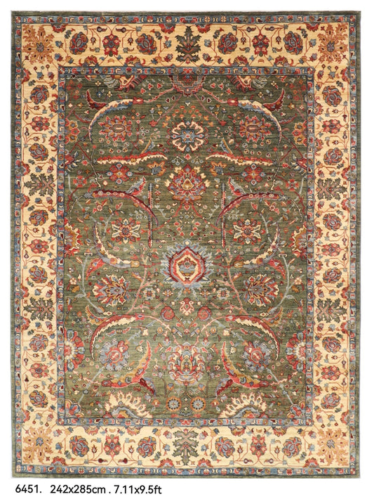242 x 285 cm | Bidjar Green Design Hand Knotted veg Dye Wool Afghan Carpet