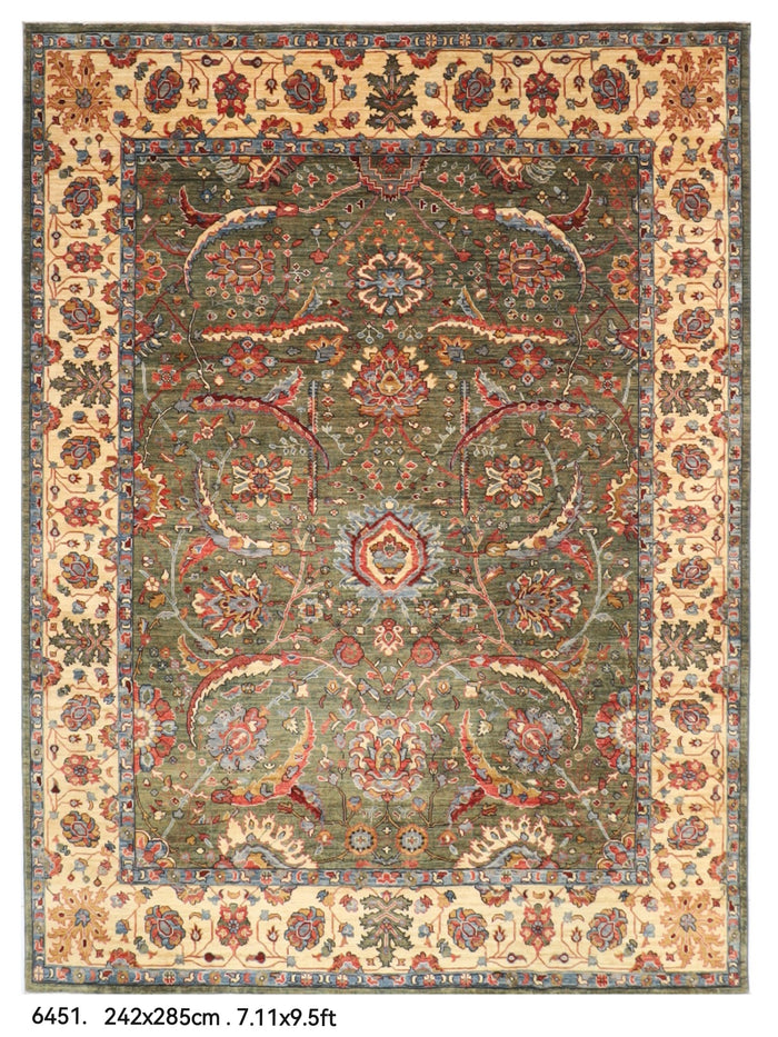 242 x 285 cm | Bidjar Green Design Hand Knotted veg Dye Wool Afghan Carpet