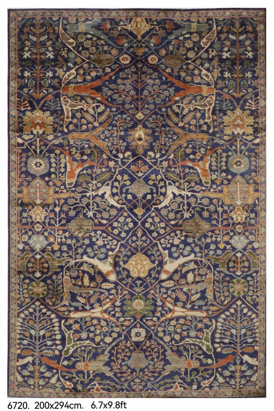 200 x 294 cm | Bidjar Blue Hand Knotted Wool Afghan Carpet