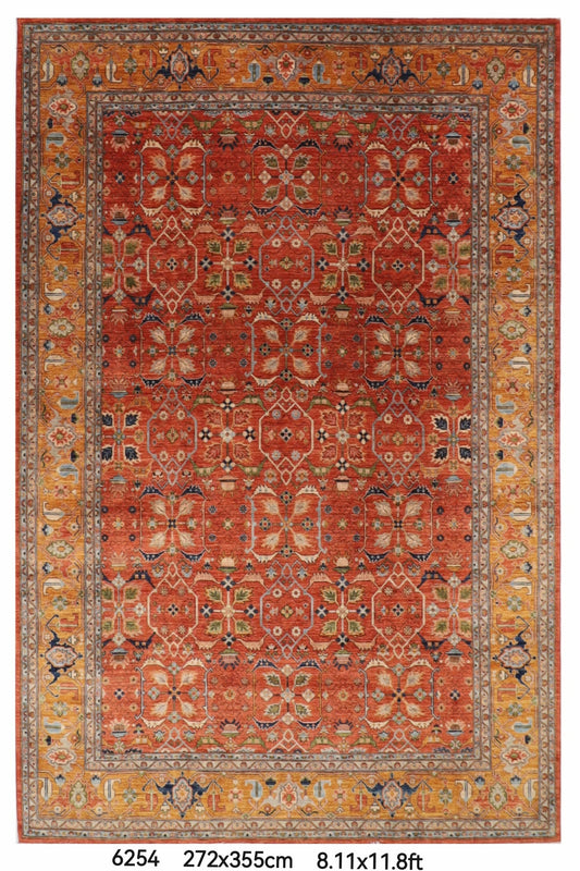 272 x 355 cm | Orange Afghan Veg Dye Wool carpet