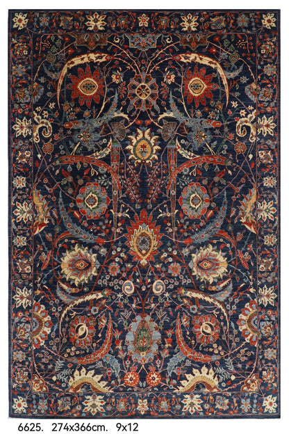 274 x 366 cm | Bidjar Blue Design Hand Knotted Wool Afghan Carpet