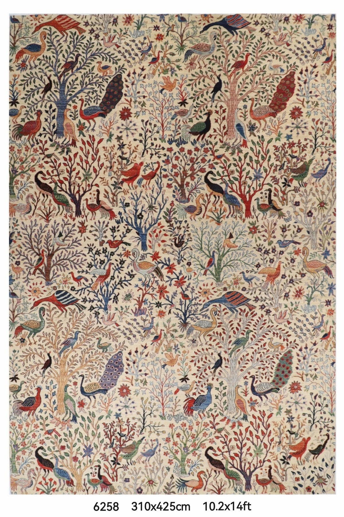 310 x 425 cm | Birds Afghan Veg Dye Wool carpet