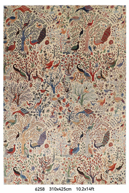 310 x 425 cm | Birds Afghan Veg Dye Wool carpet