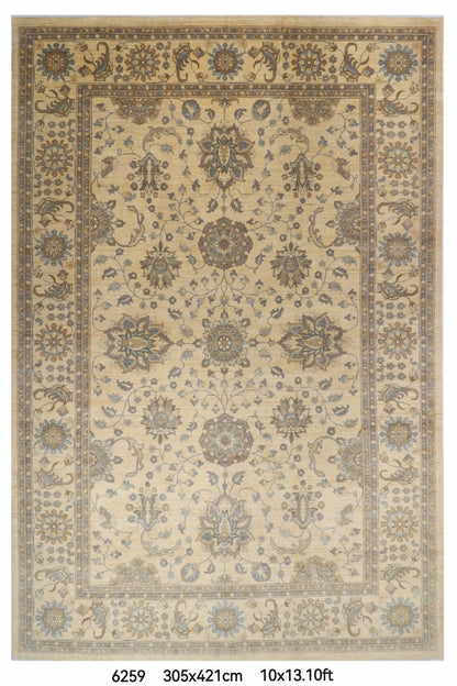 305 x 421 cm | Beige Floral Afghan Veg Dye Wool carpet