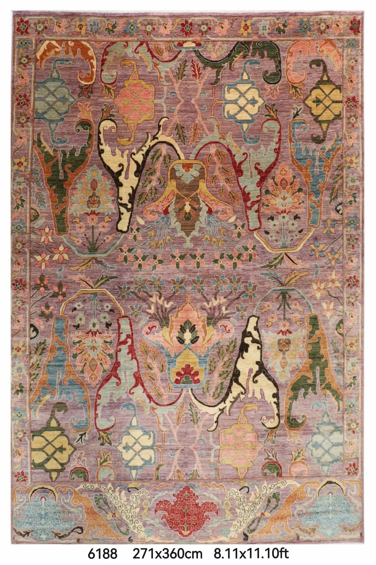 271 x 360 cm | Purple Kawros Area Rug Afghan Hand Knotted Veg Dye Wool carpet