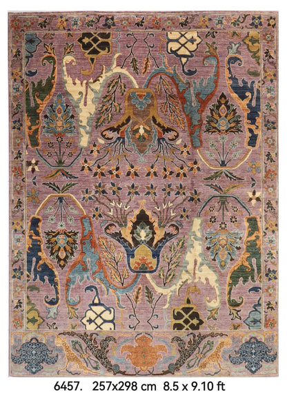 257 x 298 cm | Tribal kawros Design Hand Knotted veg Dye Wool Afghan Carpet