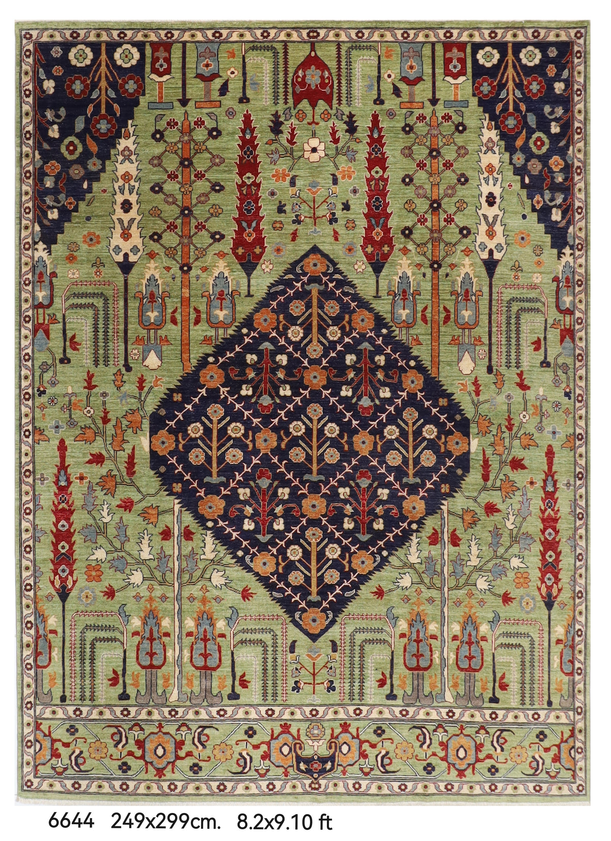 248 x 298 cm | Tree of life Design Hand Knotted Wool Afghan Carpet