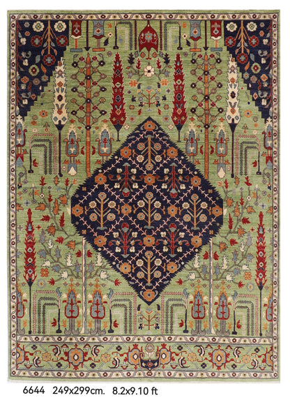 248 x 298 cm | Tree of life Design Hand Knotted Wool Afghan Carpet