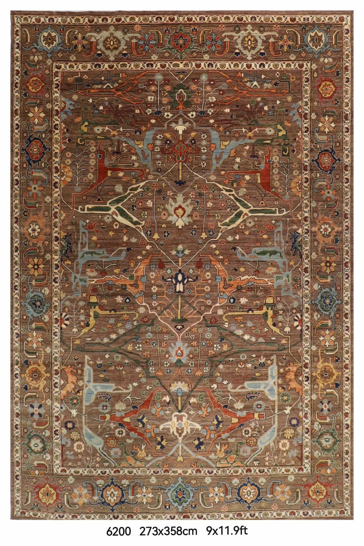 273 x 358 cm | Brown Afghan Veg Dye Wool carpet