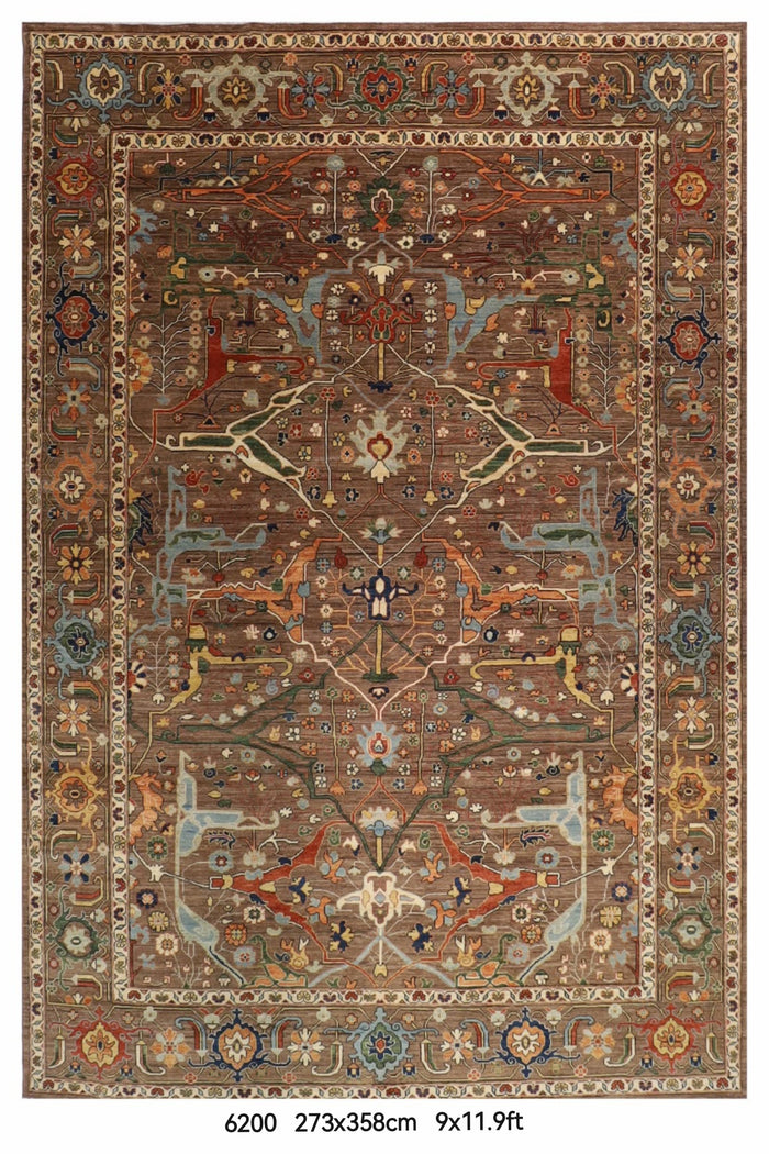 273 x 358 cm | Brown Afghan Veg Dye Wool carpet