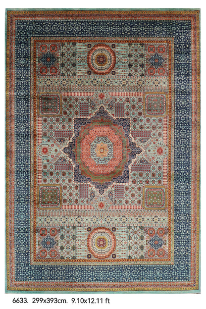 245 x 301 cm | Alfombra afgana de lana teñida con vegetales anudada a mano diseño Kawros