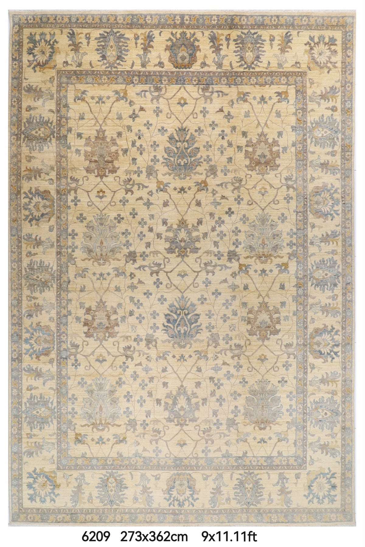 273 x 362 cm | Beige Afghan Veg Dye Wool carpet