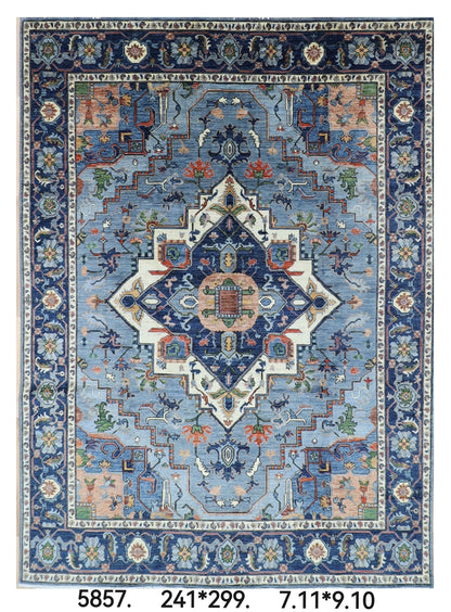 241 x 299 cm | Heriz Gray  Area Rug Afghan Hand Knotted Veg Dye Wool carpet