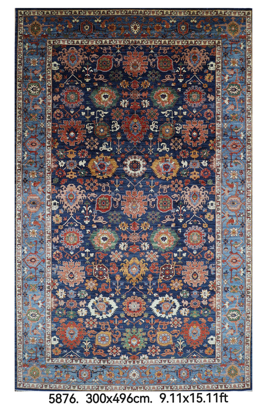 300 x 486 cm | Oriental Bidjar Blue Area Rug Afghan Hand Knotted Veg Dye Wool carpet