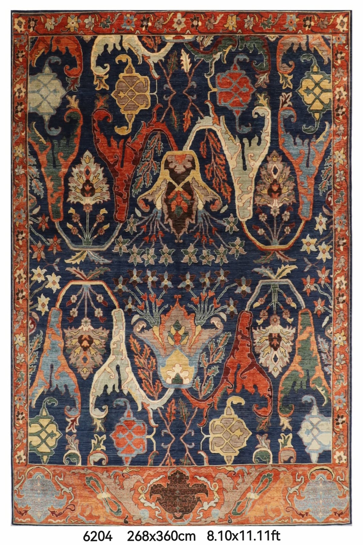 268 x 360 cm | Kawros Blue Afghan Veg Dye Wool carpet