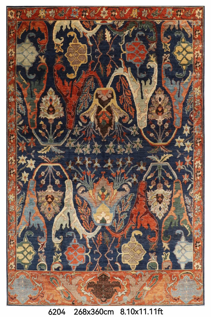 268 x 360 cm | Kawros Blue Afghan Veg Dye Wool carpet