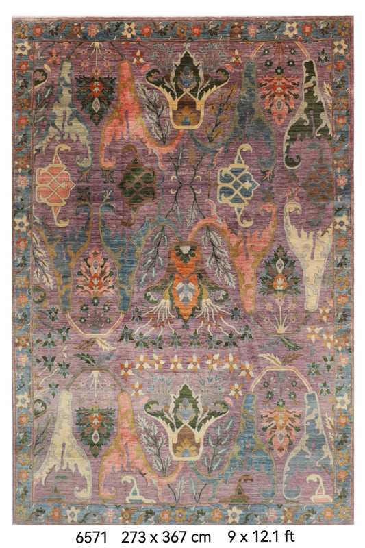 245 × 301 سم | سجادة أفغانية بتصميم كايروس منسوجة يدوياً من صوف مصبوغ طبيعياً