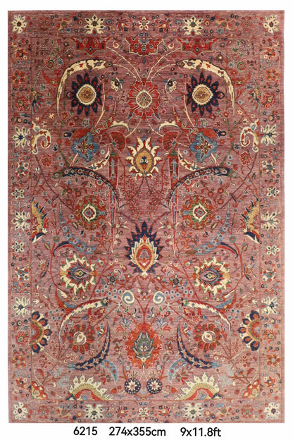 274 x 355 cm | Pink Sickle Leaf Afghan Veg Dye Wool carpet