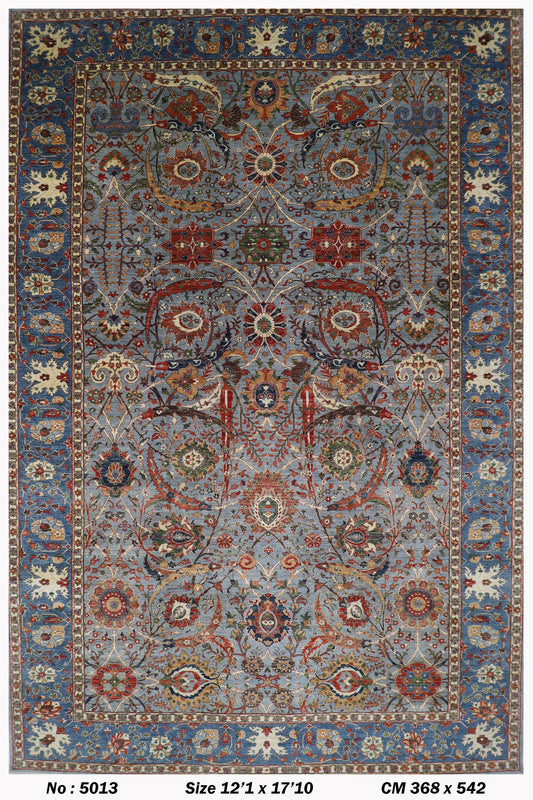 368 x 542 cm |  Bidjar gray Tribal large Area Rug Afghan Hand Knotted veg Dye Wool carpet