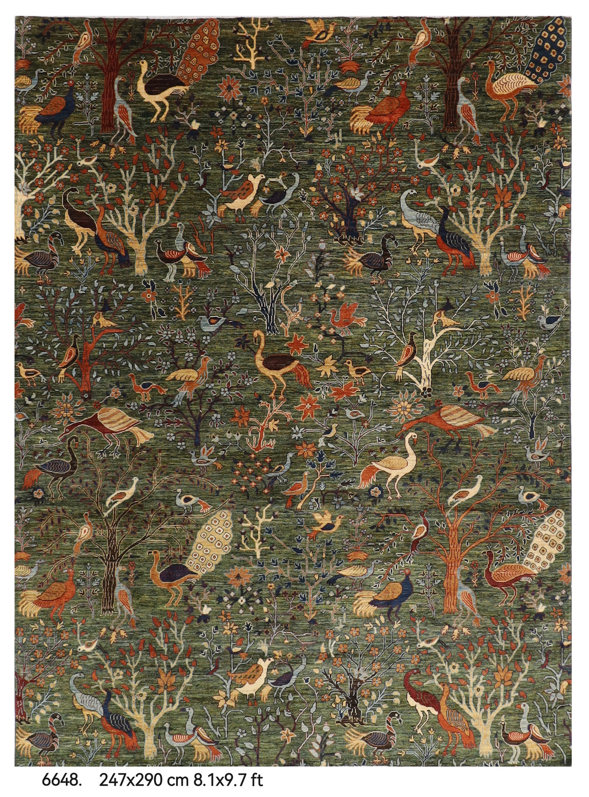 245 x 301 cm | Alfombra afgana de lana teñida con vegetales anudada a mano diseño Kawros