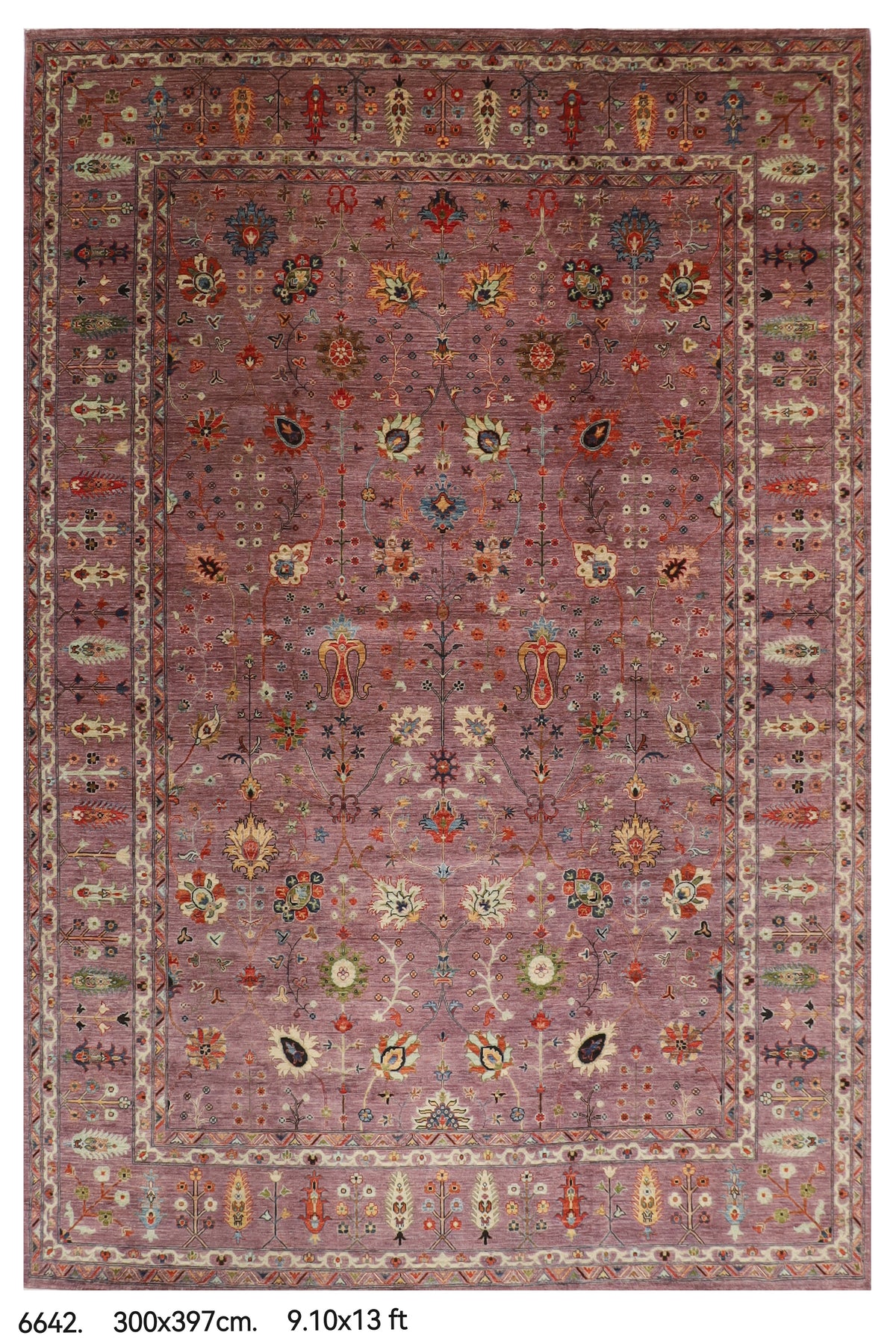 300 x 397 cm | purple pineapple handmade rug