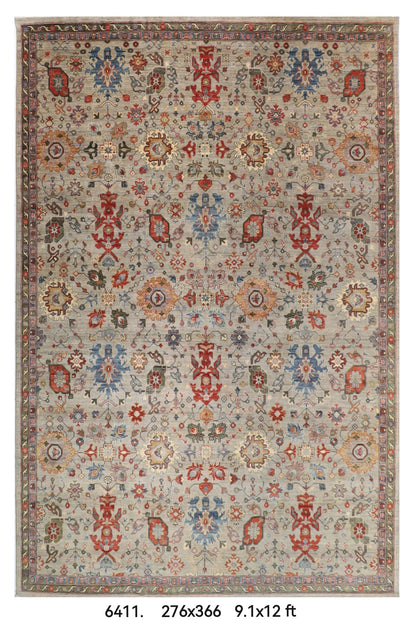 276 x 366 cm | Serapi design Hand Knotted veg Dye Wool Afghan Carpet