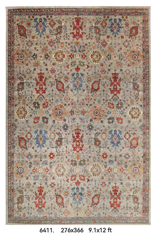 276 x 366 cm | Serapi design Hand Knotted veg Dye Wool Afghan Carpet