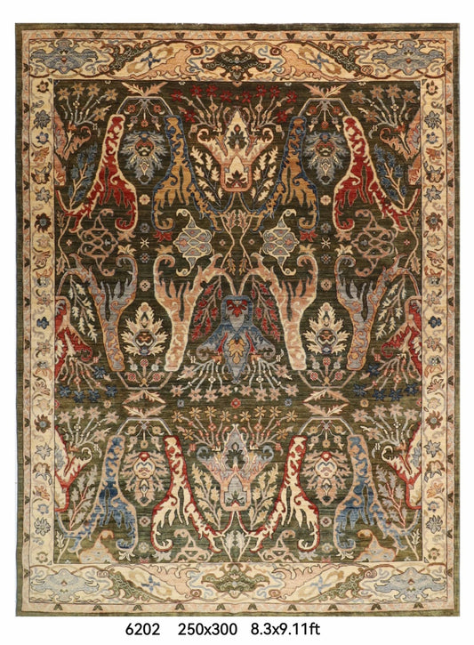250 x 300 cm | Kawros Green Afghan Veg Dye Wool carpet