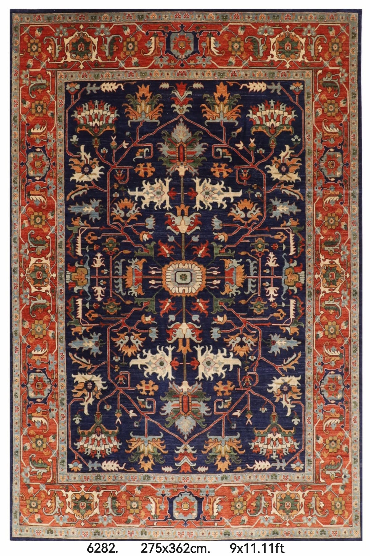 275 x 362 cm | Navy Blue Afghan Veg Dye Wool carpet