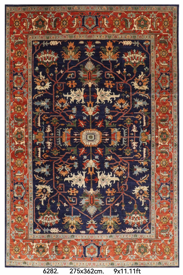 275 x 362 cm | Navy Blue Afghan Veg Dye Wool carpet