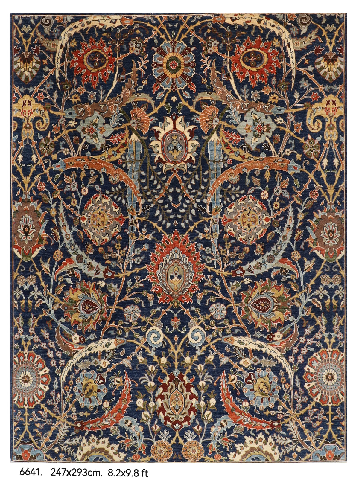 247 x 293 cm | Bidjar Blue Design Hand Knotted Wool Afghan Carpet