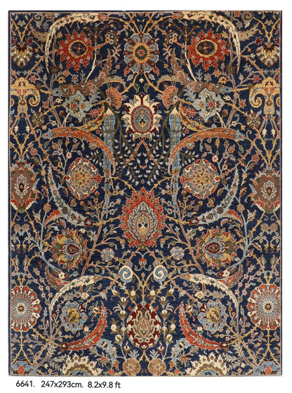 247 x 293 cm | Bidjar Blue Design Hand Knotted Wool Afghan Carpet