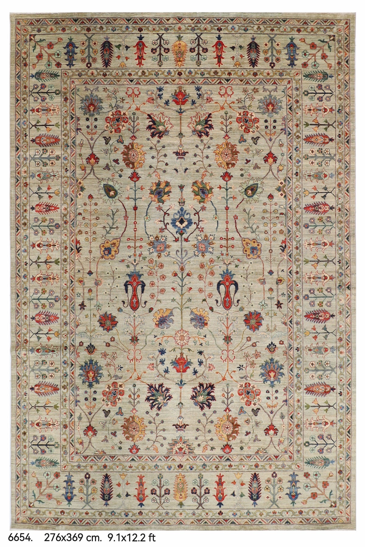 276 x 369 cm | Sultani Design Hand Knotted Wool Afghan Carpet