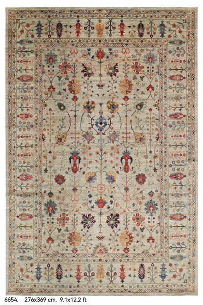 276 x 369 cm | Sultani Design Hand Knotted Wool Afghan Carpet