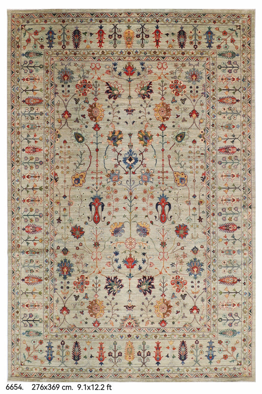 245 × 301 سم | سجادة أفغانية بتصميم كايروس منسوجة يدوياً من صوف مصبوغ طبيعياً