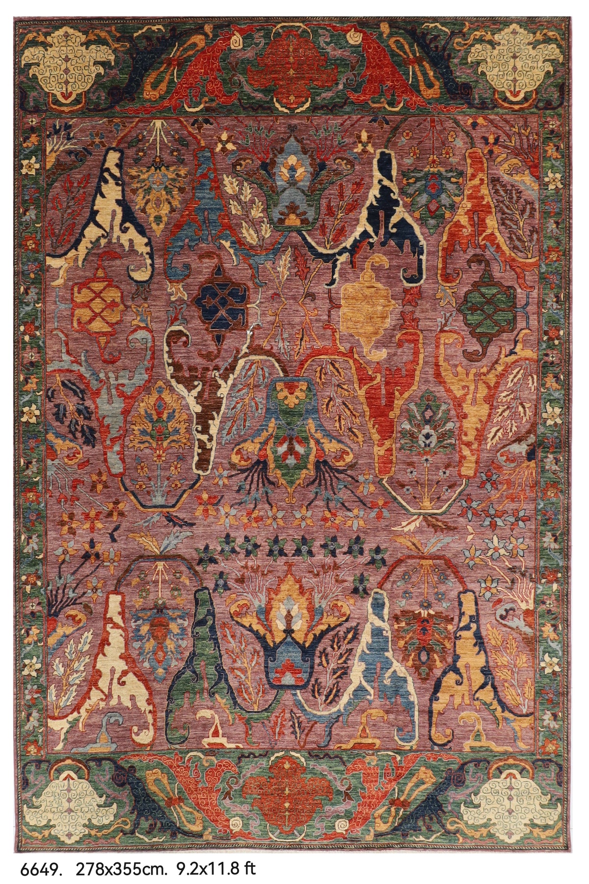 278 x 355 cm | Kawros Design Hand Knotted Wool Afghan Carpet