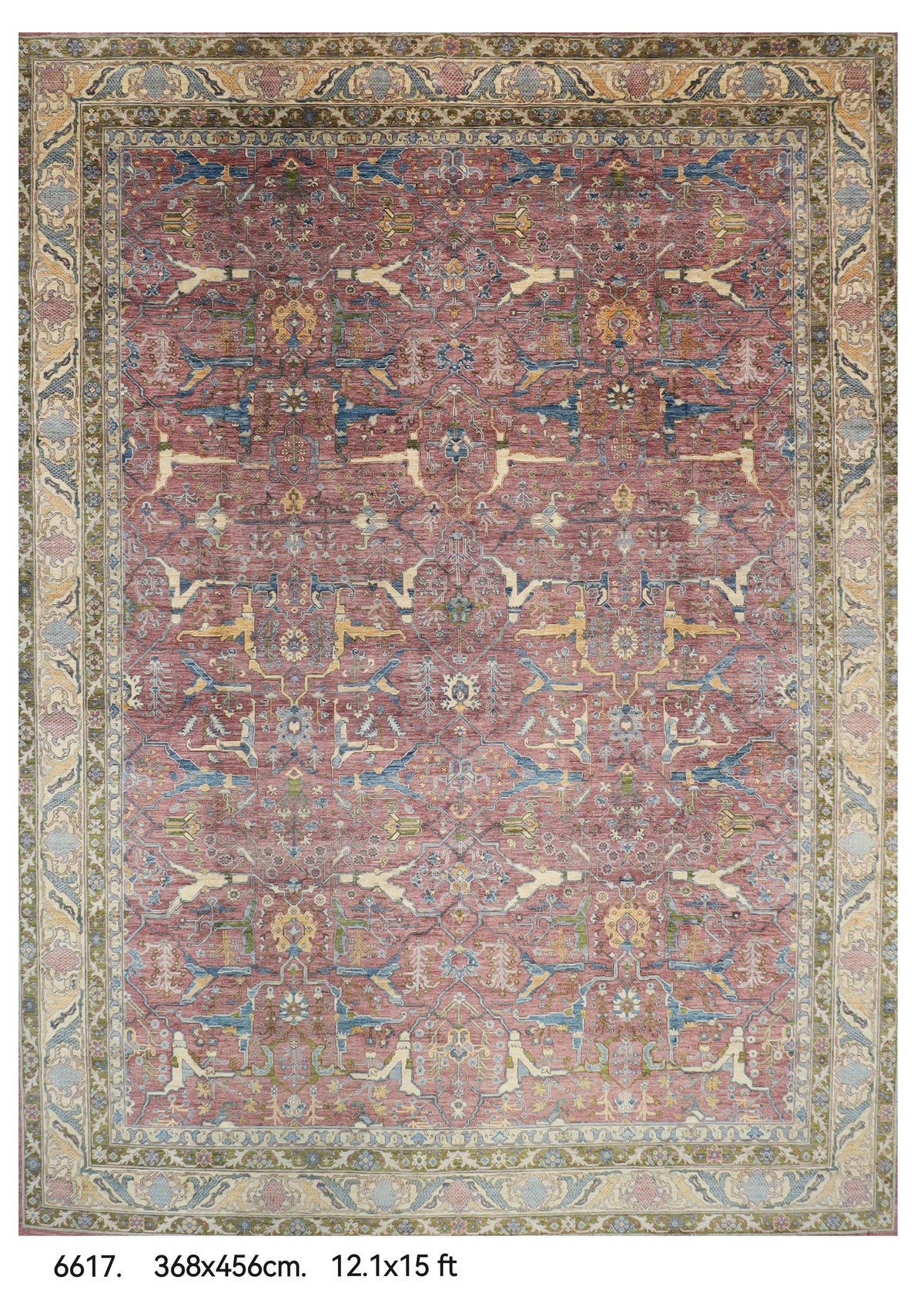 368 x 456 cm | Large Bidjar Design Hand Knotted Wool Afghan Carpet